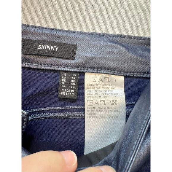 Susan Graver Women's Rayon Skinny Jeans Stretch Size 10 Dark Blue Solid Pockets - Picture 4 of 11